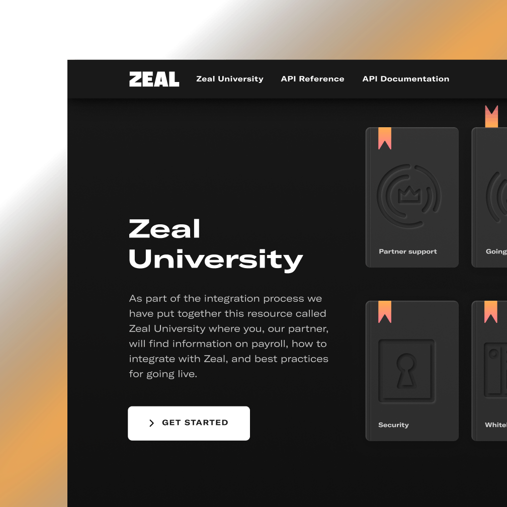Zeal University Landing Page - a library of books on various payroll topics.