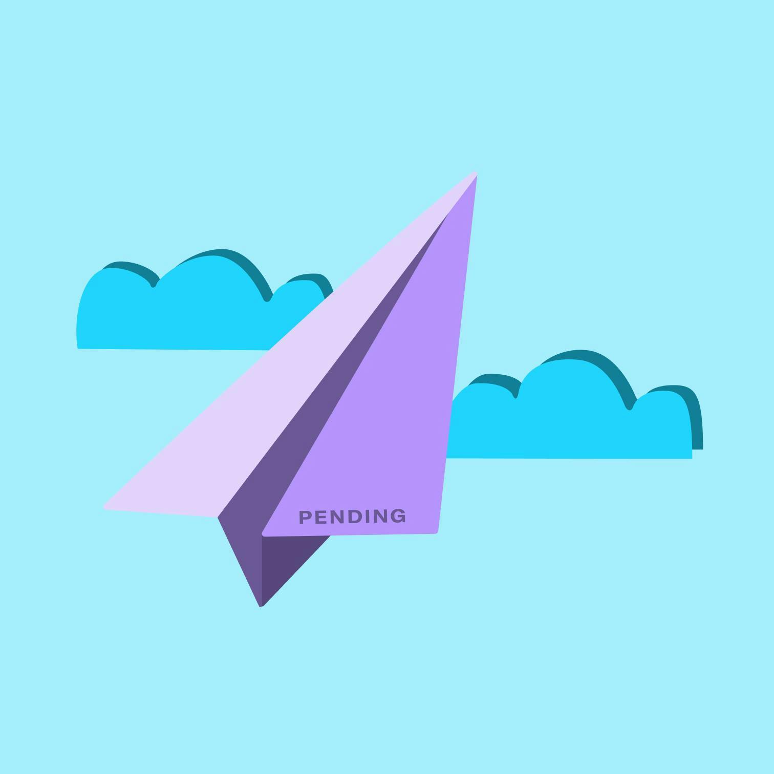 Paper plane flying through clouds 
